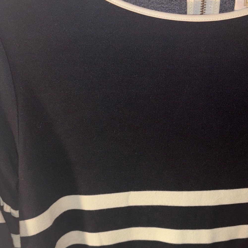 Sail To Sable Black and cream Striped Women's Top S Ruffle sleeve - Picture 3 of 11